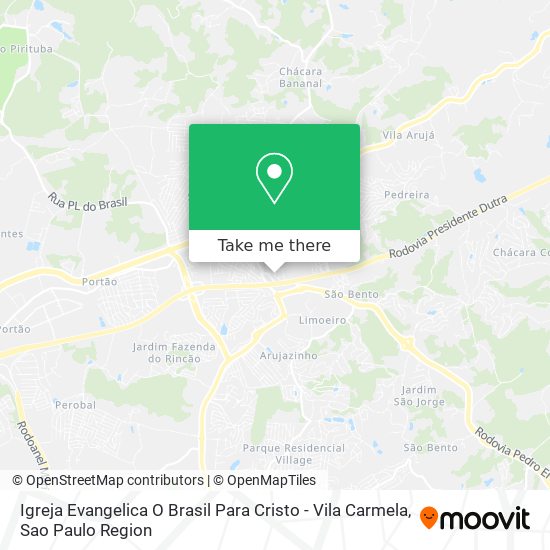 Igreja Evangelica O Brasil Para Cristo - Vila Carmela map