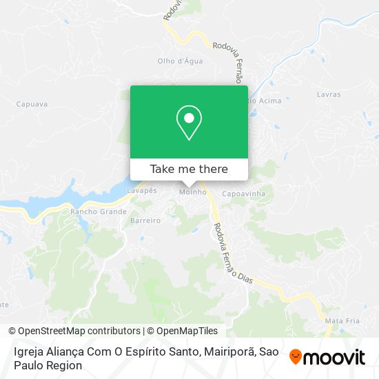 Mapa Igreja Aliança Com O Espírito Santo, Mairiporã