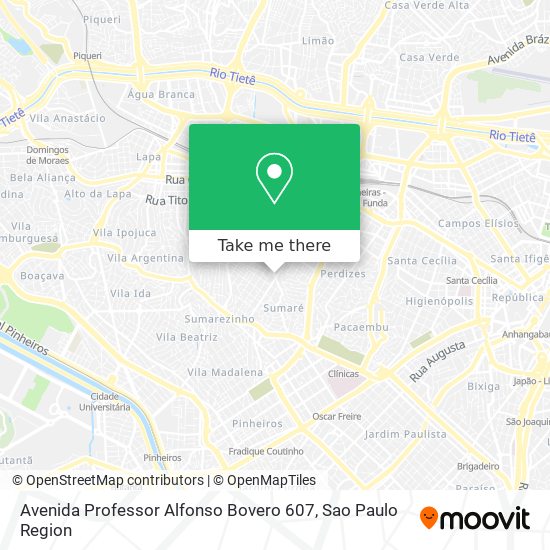 Mapa Avenida Professor Alfonso Bovero 607