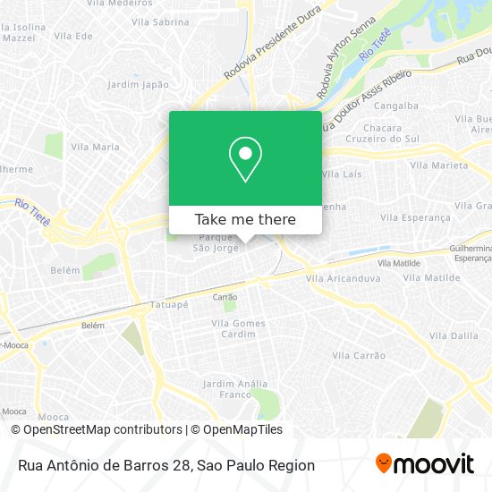 Mapa Rua Antônio de Barros 28