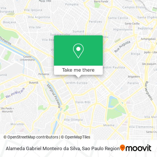 Mapa Alameda Gabriel Monteiro da Silva