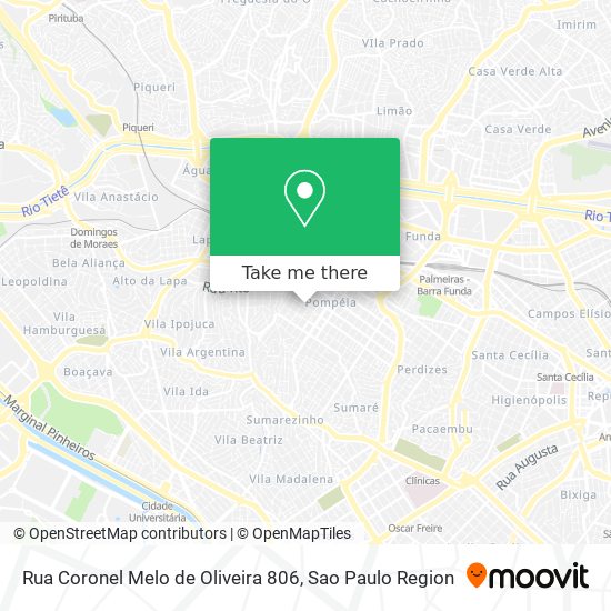 Mapa Rua Coronel Melo de Oliveira 806