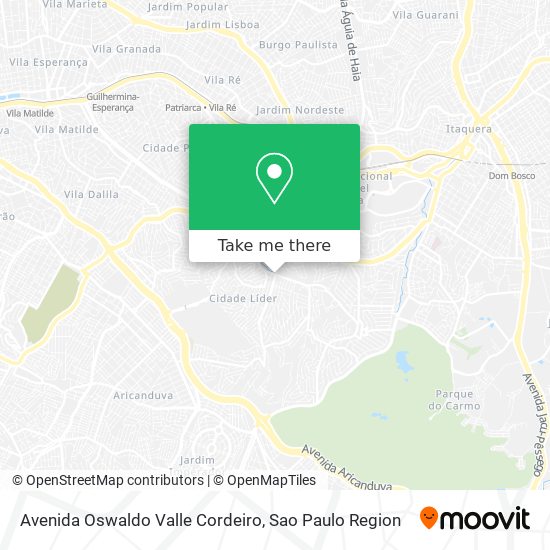Mapa Avenida Oswaldo Valle Cordeiro