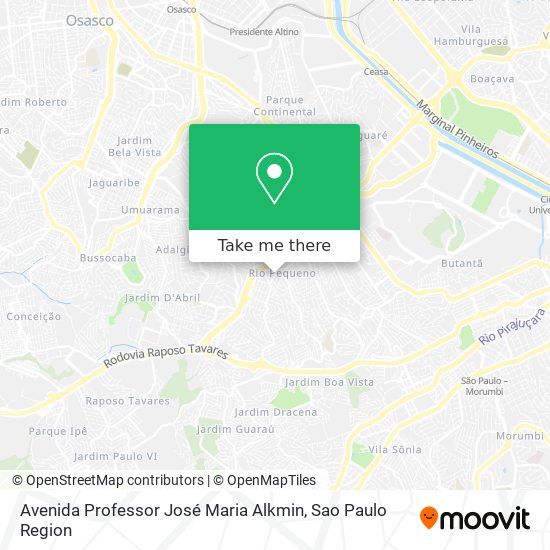 Mapa Avenida Professor José Maria Alkmin