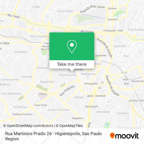 Rua Martinico Prado 26 - Higienópolis map