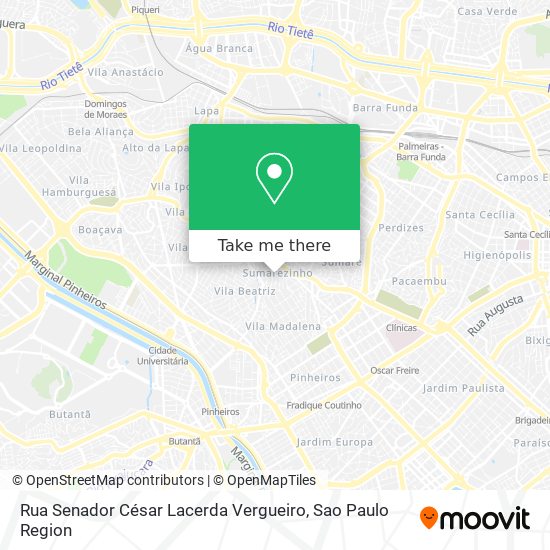 Mapa Rua Senador César Lacerda Vergueiro