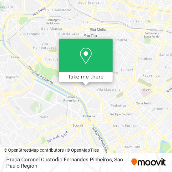 Mapa Praça Coronel Custódio Fernandes Pinheiros