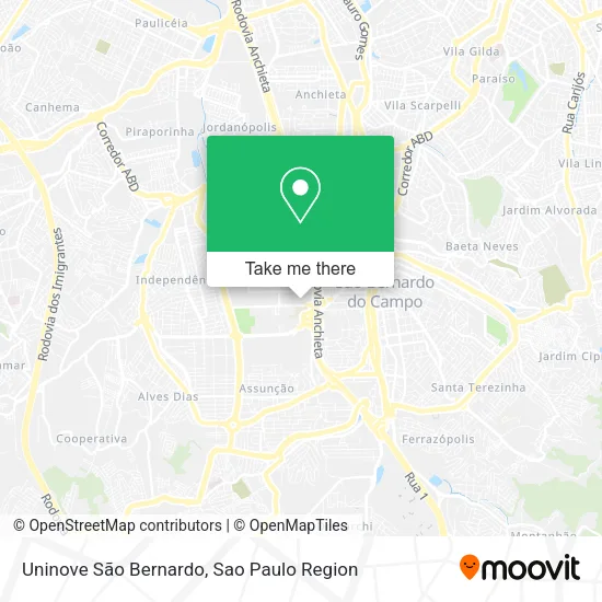 Uninove São Bernardo map
