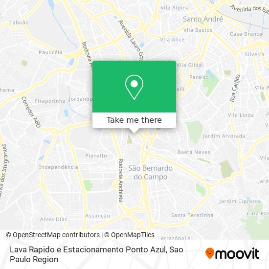 Lava Rapido e Estacionamento Ponto Azul map