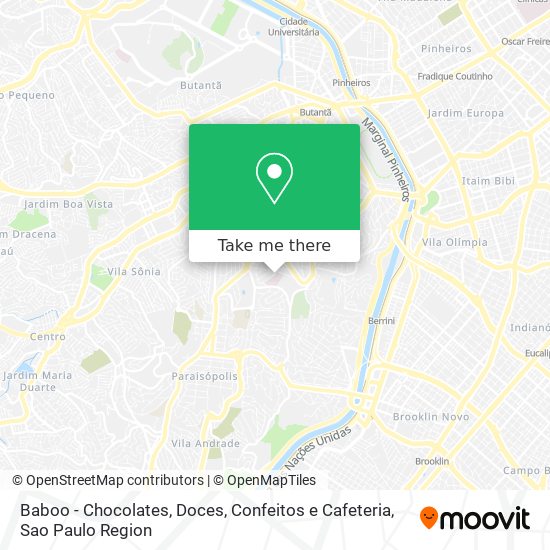 Mapa Baboo - Chocolates, Doces, Confeitos e Cafeteria