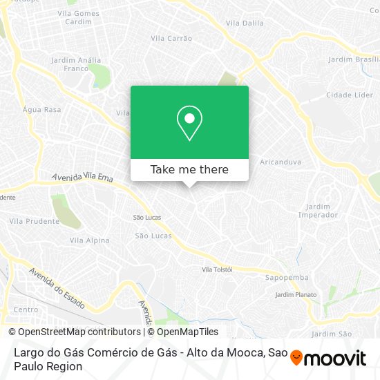 Mapa Largo do Gás Comércio de Gás - Alto da Mooca