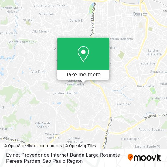 Mapa Evinet Provedor de Internet Banda Larga Rosinete Pereira Pardim