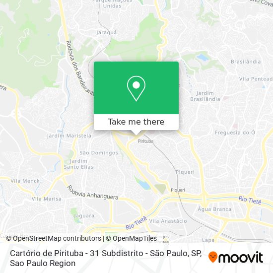 Cartório de Pirituba - 31 Subdistrito - São Paulo, SP map