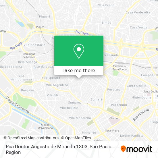 Rua Doutor Augusto de Miranda 1303 map