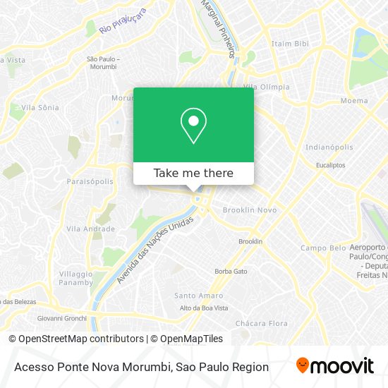 Acesso Ponte Nova Morumbi map