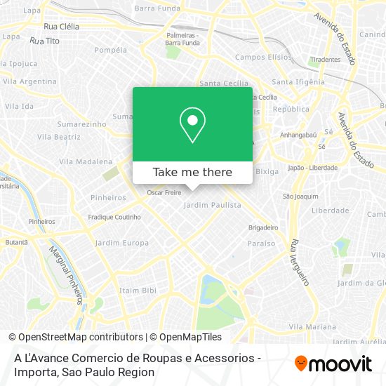 Mapa A L'Avance Comercio de Roupas e Acessorios - Importa