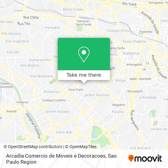 Mapa Arcadia Comercio de Moveis e Decoracoes