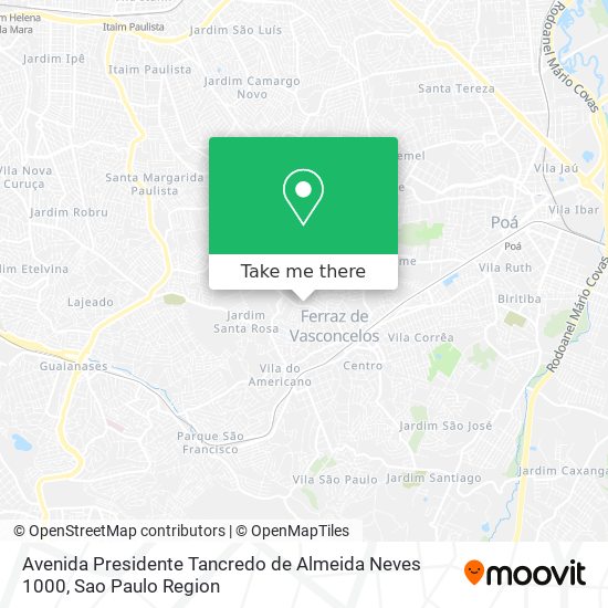 Mapa Avenida Presidente Tancredo de Almeida Neves 1000