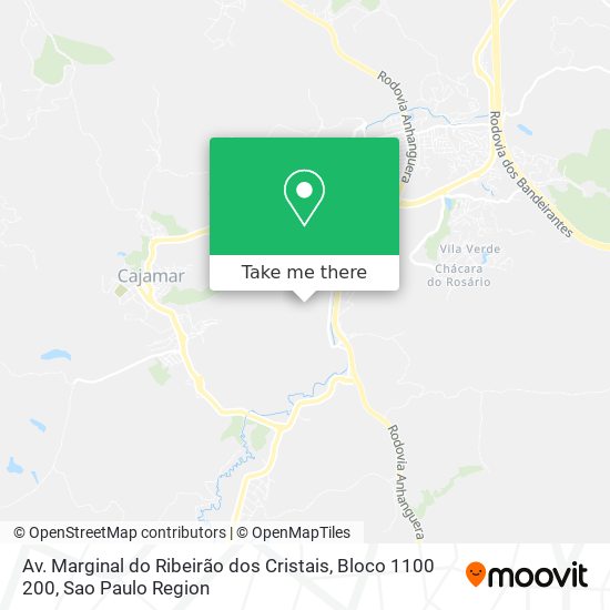 Mapa Av. Marginal do Ribeirão dos Cristais, Bloco 1100 200