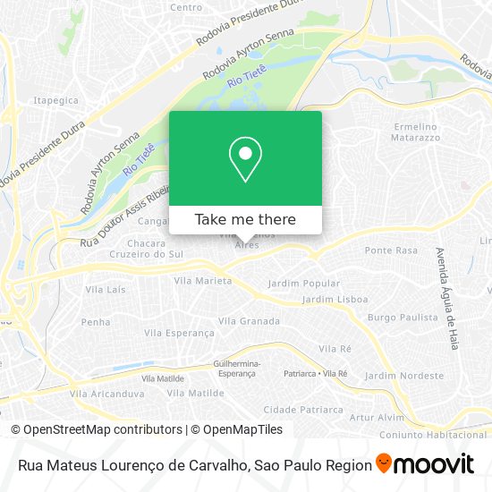 Mapa Rua Mateus Lourenço de Carvalho