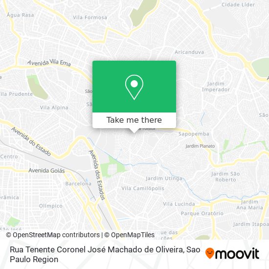 Mapa Rua Tenente Coronel José Machado de Oliveira