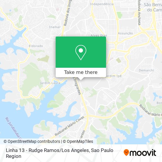 Mapa Linha 13 - Rudge Ramos / Los Angeles