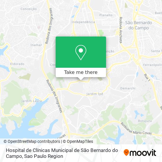 Mapa Hospital de Clínicas Municipal de São Bernardo do Campo