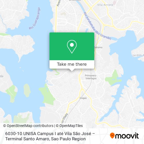 6030-10 UNISA Campus I até Vila São José – Terminal Santo Amaro map