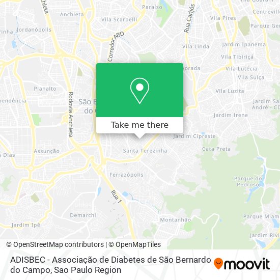 Mapa ADISBEC - Associação de Diabetes de São Bernardo do Campo