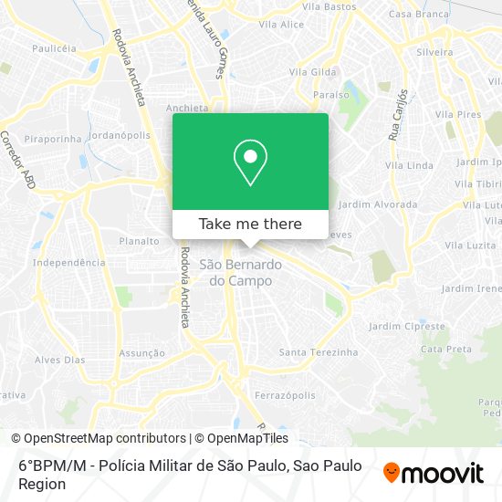 Mapa 6°BPM / M - Polícia Militar de São Paulo