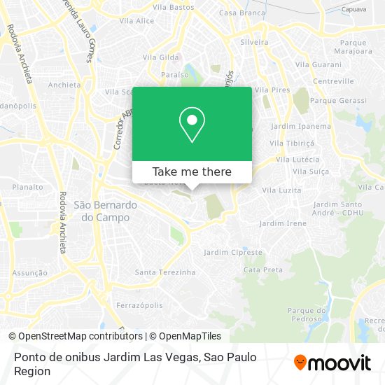 Mapa Ponto de onibus Jardim Las Vegas
