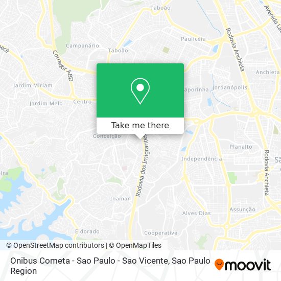 Mapa Onibus Cometa - Sao Paulo - Sao Vicente