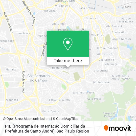 Mapa PID (Programa de Internação Domiciliar da Prefeitura de Santo André)