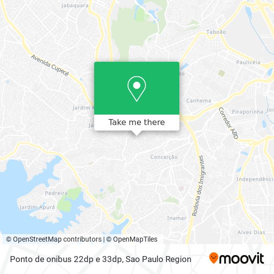 Mapa Ponto de onibus 22dp e 33dp