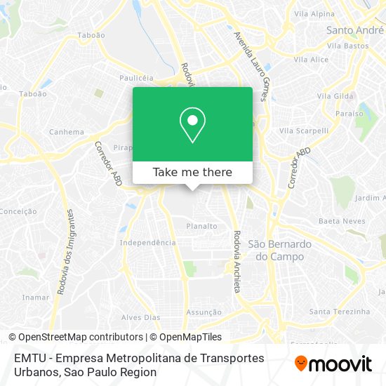 EMTU - Empresa Metropolitana de Transportes Urbanos map