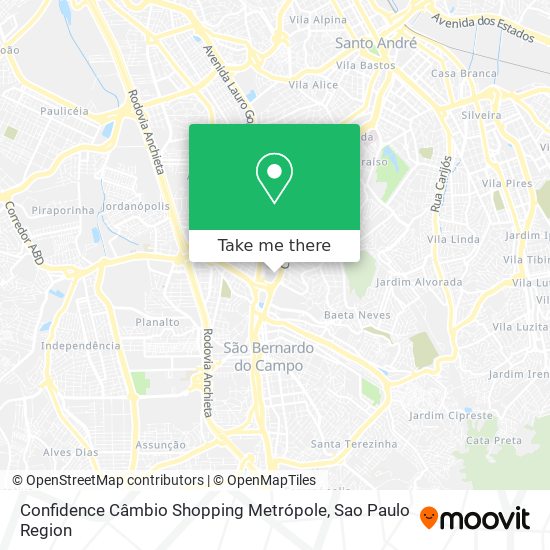 Confidence Câmbio Shopping Metrópole map
