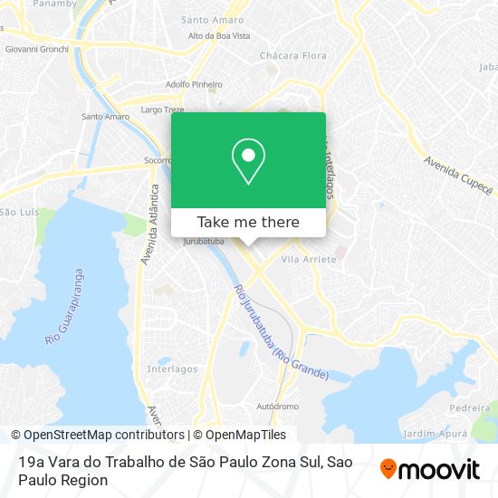 Mapa 19a Vara do Trabalho de São Paulo Zona Sul