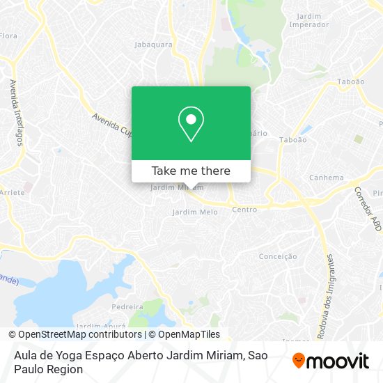 Mapa Aula de Yoga Espaço Aberto Jardim Miriam