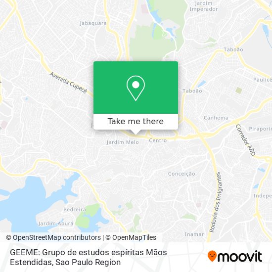 Mapa GEEME: Grupo de estudos espíritas Mãos Estendidas