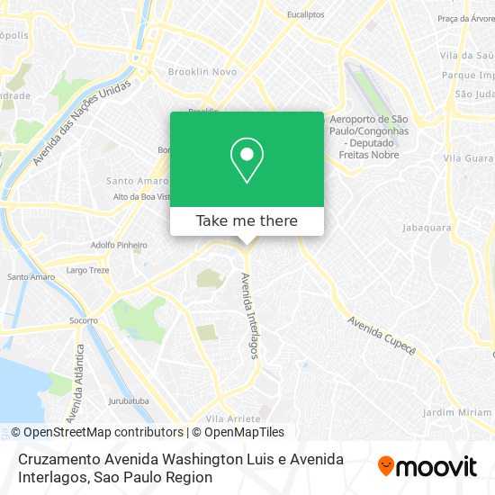 Cruzamento Avenida Washington Luis e Avenida Interlagos map