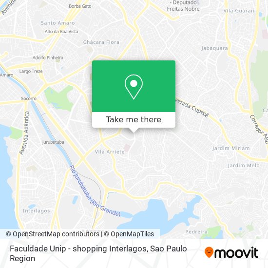 Mapa Faculdade Unip - shopping Interlagos