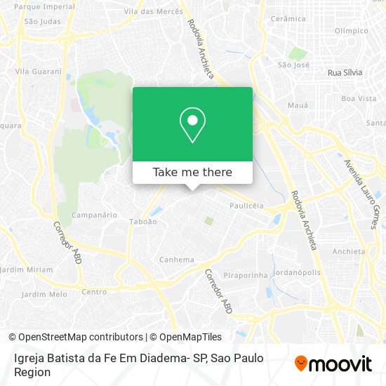 Mapa Igreja Batista da Fe Em Diadema- SP