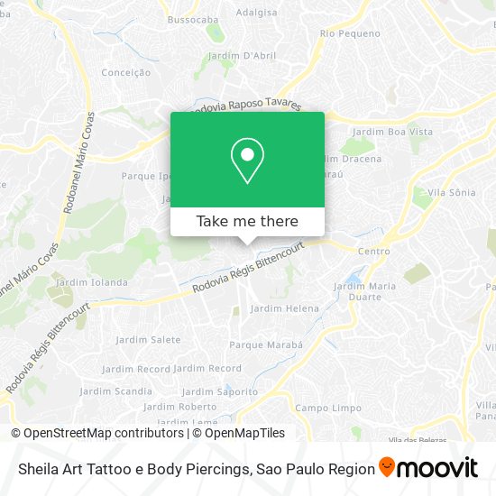 Mapa Sheila Art Tattoo e Body Piercings