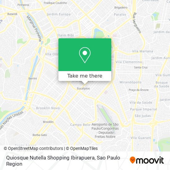 Mapa Quiosque Nutella Shopping Ibirapuera