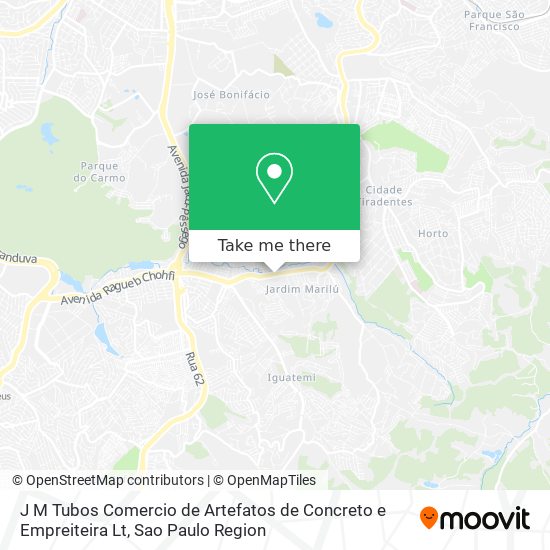 Mapa J M Tubos Comercio de Artefatos de Concreto e Empreiteira Lt