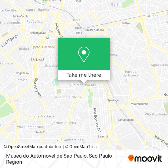 Mapa Museu do Automovel de Sao Paulo