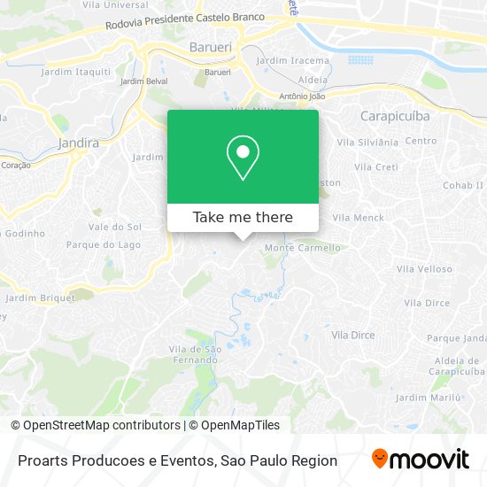 Mapa Proarts Producoes e Eventos