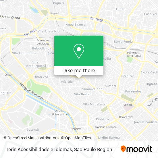 Mapa Terin Acessibilidade e Idiomas