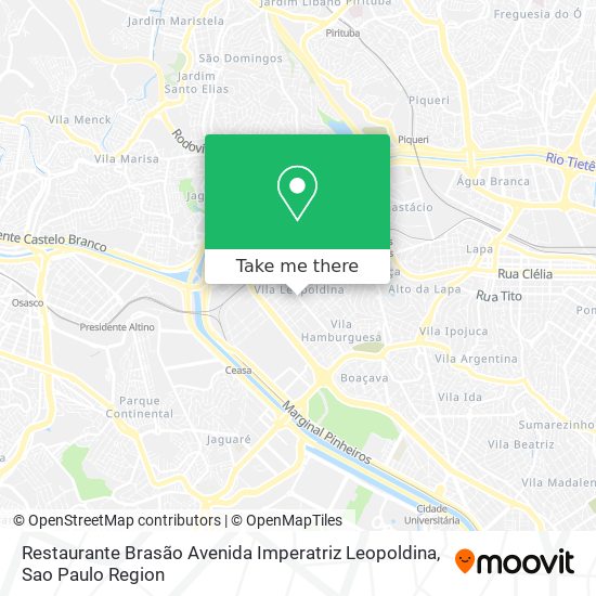 Mapa Restaurante Brasão Avenida Imperatriz Leopoldina