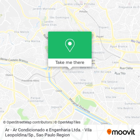 Ar - Ar Condicionado e Engenharia Ltda. - Vila Leopoldina / Sp. map